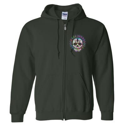 Colorful Sugar Skull Weapons Full Zip Hoodie