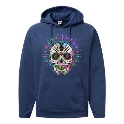 Colorful Sugar Skull Weapons Performance Fleece Hoodie