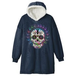 Colorful Sugar Skull Weapons Hooded Wearable Blanket