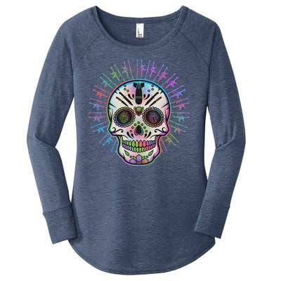 Colorful Sugar Skull Weapons Women's Perfect Tri Tunic Long Sleeve Shirt