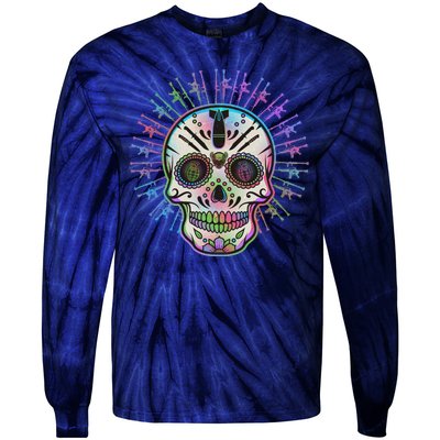 Colorful Sugar Skull Weapons Tie-Dye Long Sleeve Shirt