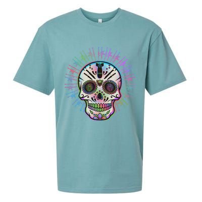 Colorful Sugar Skull Weapons Sueded Cloud Jersey T-Shirt