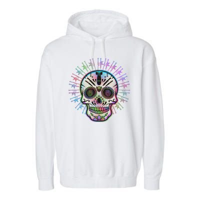 Colorful Sugar Skull Weapons Garment-Dyed Fleece Hoodie