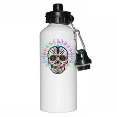 Colorful Sugar Skull Weapons Aluminum Water Bottle