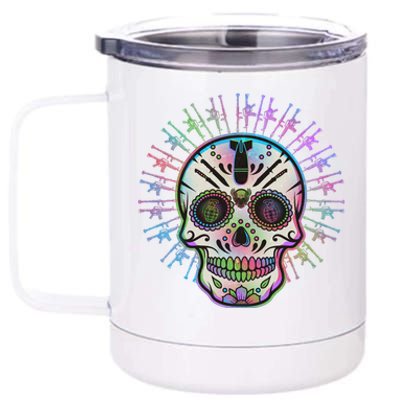 Colorful Sugar Skull Weapons 12 oz Stainless Steel Tumbler Cup