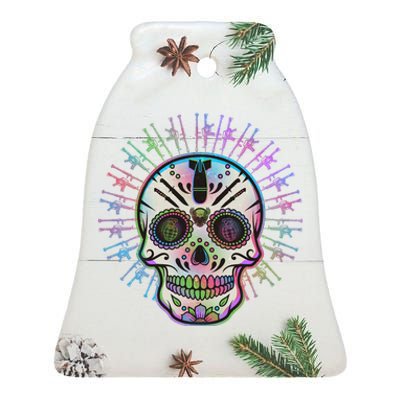 Colorful Sugar Skull Weapons Ceramic Bell Ornament