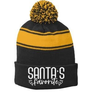 Christmas Santa S Favorite Stripe Pom Pom Beanie