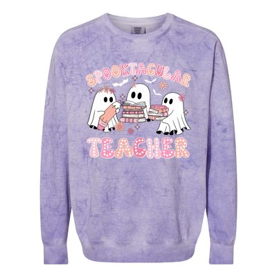 Cute Spooky Season Halloween Teacher Gift Colorblast Crewneck Sweatshirt