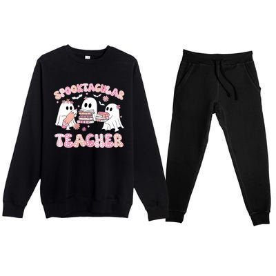 Cute Spooky Season Halloween Teacher Gift Premium Crewneck Sweatsuit Set