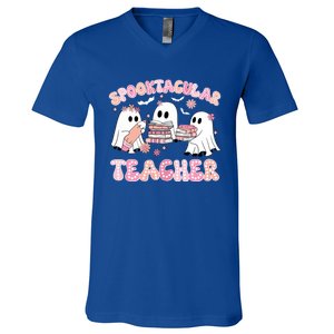 Cute Spooky Season Halloween Teacher Gift V-Neck T-Shirt