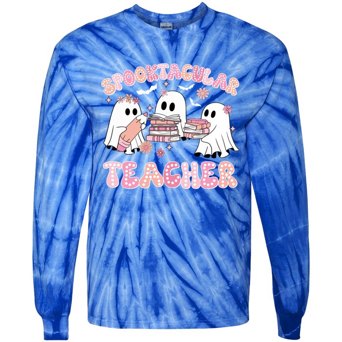 Cute Spooky Season Halloween Teacher Gift Tie-Dye Long Sleeve Shirt