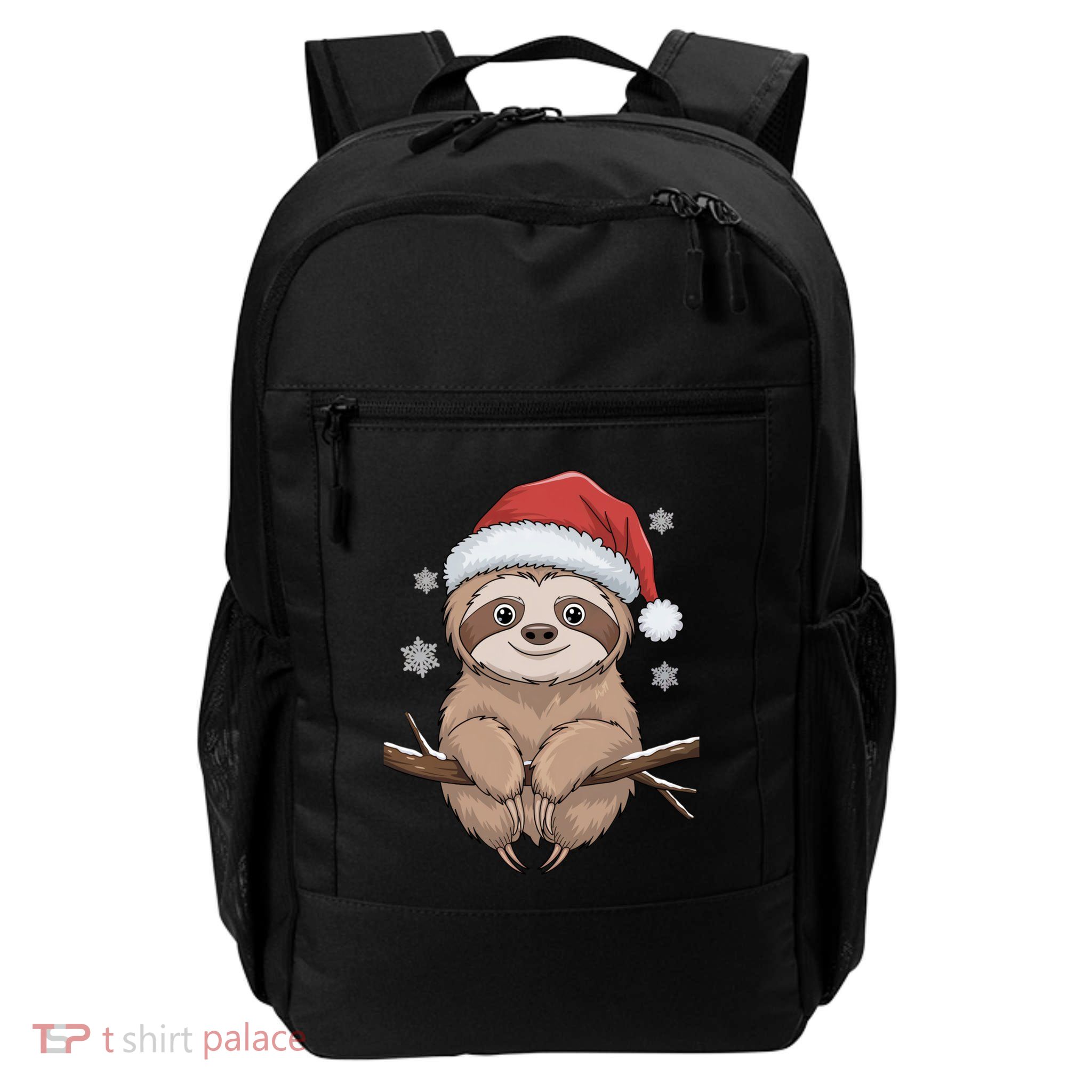 Christmas Sloth Santa Hat Snowflakes Happy Sloth Xmas Gift Daily Commute Backpack
