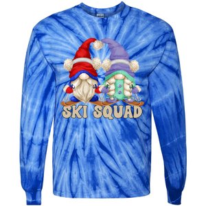 Cute Ski Squad Gnome Graphic For Ski Mom And Dad Love Skiing Great Gift Tie-Dye Long Sleeve Shirt