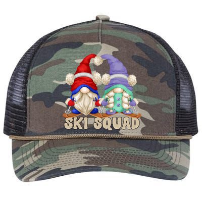 Cute Ski Squad Gnome Graphic For Ski Mom And Dad Love Skiing Great Gift Retro Rope Trucker Hat Cap