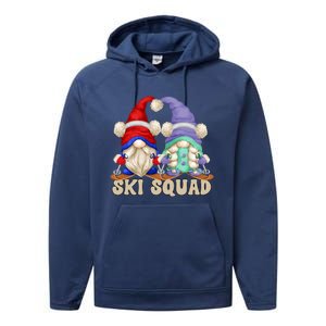 Cute Ski Squad Gnome Graphic For Ski Mom And Dad Love Skiing Great Gift Performance Fleece Hoodie