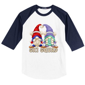 Cute Ski Squad Gnome Graphic For Ski Mom And Dad Love Skiing Great Gift Baseball Sleeve Shirt