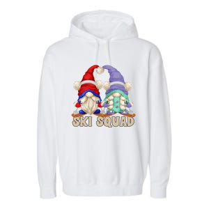 Cute Ski Squad Gnome Graphic For Ski Mom And Dad Love Skiing Great Gift Garment-Dyed Fleece Hoodie