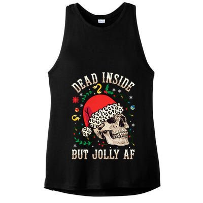 Christmas Skeleton Santa Hat Dead Inside But Jolly Af Xmas Gift Ladies PosiCharge Tri-Blend Wicking Tank