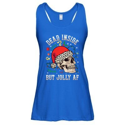 Christmas Skeleton Santa Hat Dead Inside But Jolly Af Xmas Gift Ladies Essential Flowy Tank