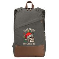 Christmas Skeleton Santa Hat Dead Inside But Jolly Af Xmas Gift Cotton Canvas Backpack