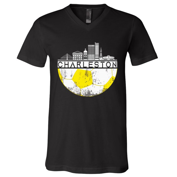 Charleston Skyline Soccer Champs Soccer Sports Fan Cool V-Neck T-Shirt