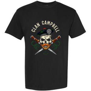 Campbell Surname Scottish Clan Skull Tam Dirks Tartan Badge Garment-Dyed Heavyweight T-Shirt