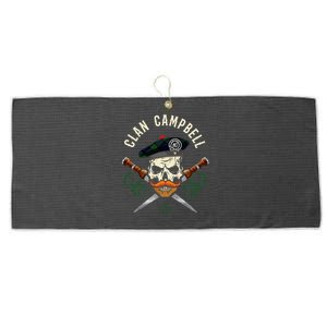 Campbell Surname Scottish Clan Skull Tam Dirks Tartan Badge Large Microfiber Waffle Golf Towel