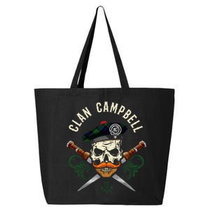 Campbell Surname Scottish Clan Skull Tam Dirks Tartan Badge 25L Jumbo Tote