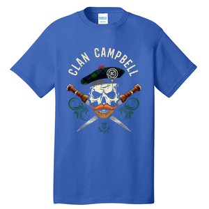 Campbell Surname Scottish Clan Skull Tam Dirks Tartan Badge Tall T-Shirt