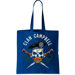 Campbell Surname Scottish Clan Skull Tam Dirks Tartan Badge Tote Bag