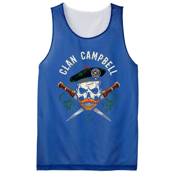 Campbell Surname Scottish Clan Skull Tam Dirks Tartan Badge Mesh Reversible Basketball Jersey Tank