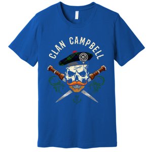 Campbell Surname Scottish Clan Skull Tam Dirks Tartan Badge Premium T-Shirt