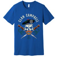 Campbell Surname Scottish Clan Skull Tam Dirks Tartan Badge Premium T-Shirt