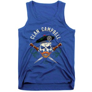 Campbell Surname Scottish Clan Skull Tam Dirks Tartan Badge Tank Top