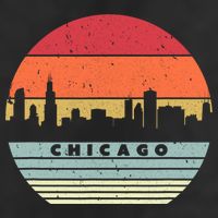 Chicago Souvenir Shirt. Retro Style USA Skyline 7 Panel Mesh Trucker Snapback Hat