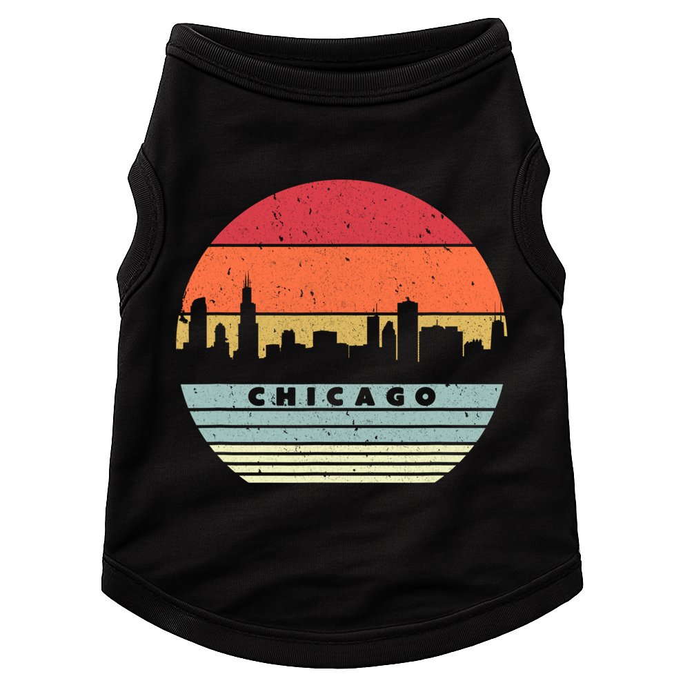 Chicago Souvenir Shirt. Retro Style USA Skyline Doggie Tank
