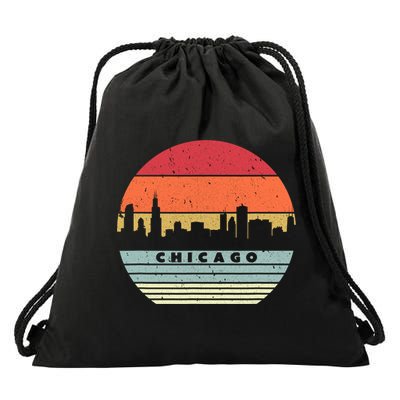 Chicago Souvenir Shirt. Retro Style USA Skyline Drawstring Bag