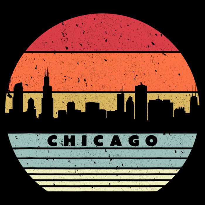 Chicago Souvenir Shirt. Retro Style USA Skyline Drawstring Bag
