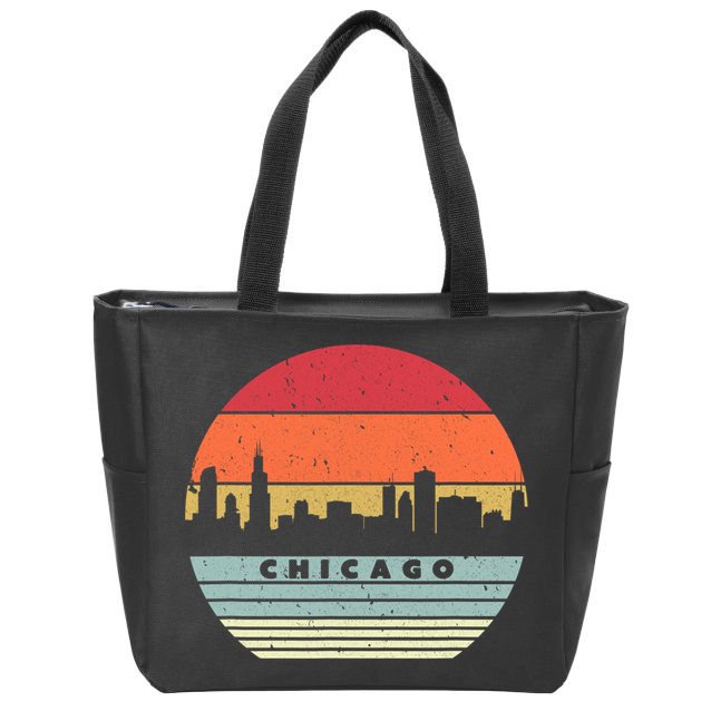 Chicago Souvenir Shirt. Retro Style USA Skyline Zip Tote Bag