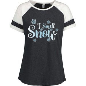 Cute Snowflakes Snowy Winter Holiday Christmas Enza Ladies Jersey Colorblock Tee