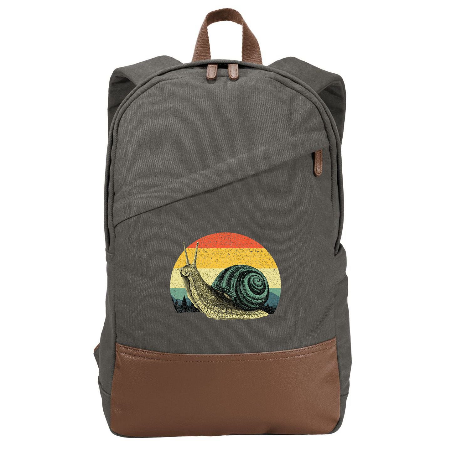 Cute Snail Slug Gardening Animal Lover Cotton Canvas Backpack