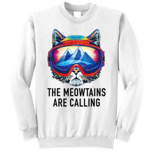 Cool Snowboard Ski Lover Mountain Skier Funny Cat Mountains Sweatshirt