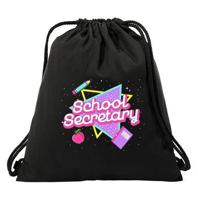 Cute School Secretary 80s 90s Back To School Drawstring Bag