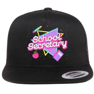 Cute School Secretary 80s 90s Back To School Flat Bill Trucker Hat