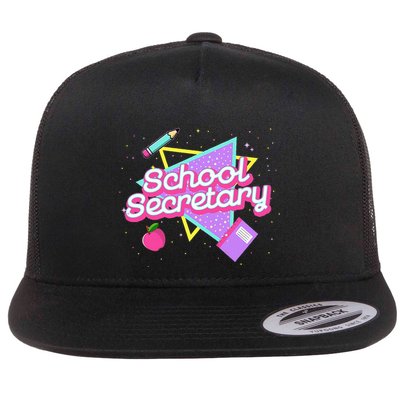 Cute School Secretary 80s 90s Back To School Flatbill Hat