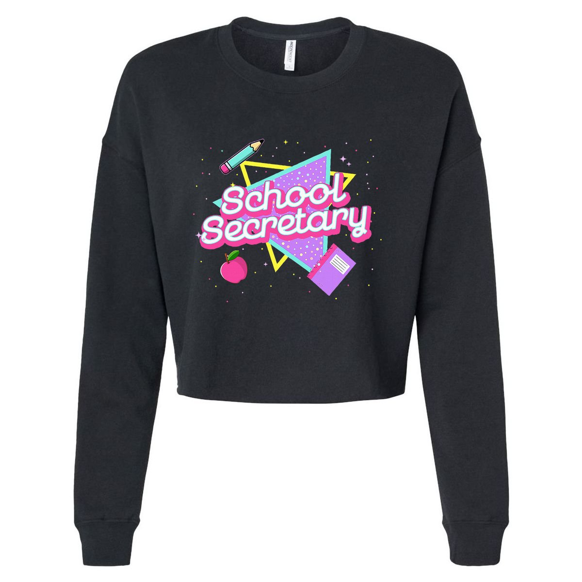 Cute School Secretary 80s 90s Back To School Cropped Pullover Crew