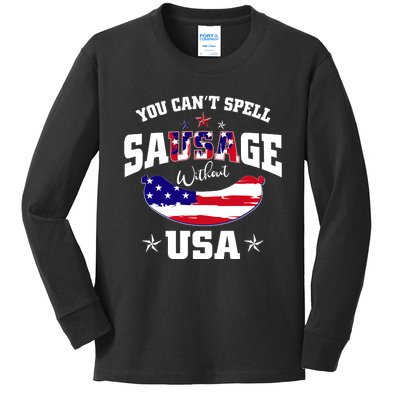 CanT Spell Sausage Without Usa Kids Long Sleeve Shirt