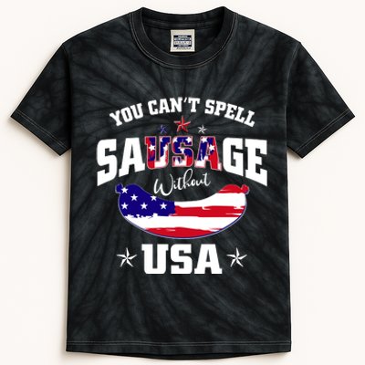 CanT Spell Sausage Without Usa Kids Tie-Dye T-Shirt