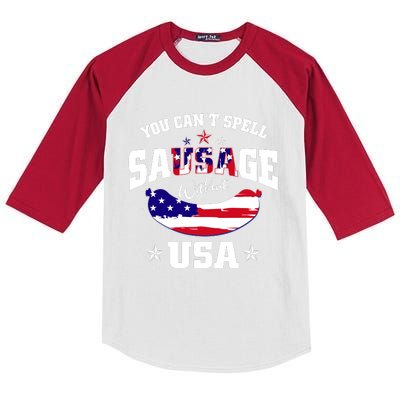 CanT Spell Sausage Without Usa Kids Colorblock Raglan Jersey