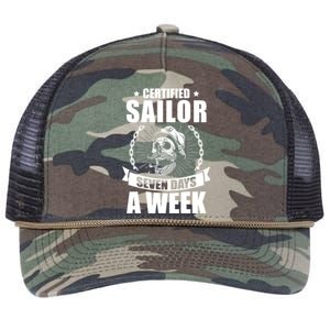 Certified Sailor Seven Days A Week Nautical Sailing Funny Gift Retro Rope Trucker Hat Cap